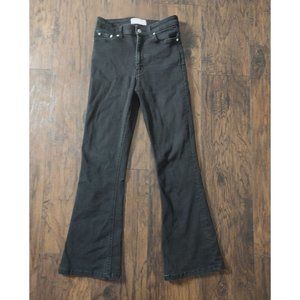 ZARA High Rise Black Flare Full Length Jeans Sz 4